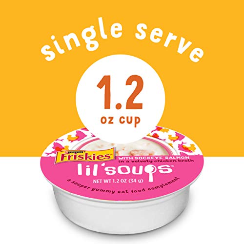 Purina Friskies Grain Free Wet Cat Food Complement Variety Pack, Lil' Soups With Sockeye Salmon & Tuna in Broth - (18) 1.2 oz. Cups