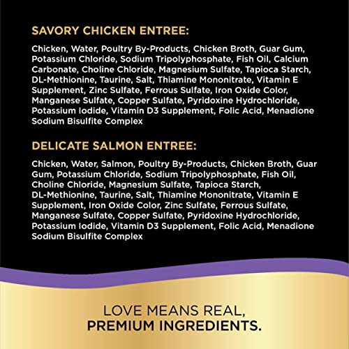 SHEBA PERFECT PORTIONS Soft Wet Cat Food Paté Multipack Delicate Salmon and Savory Chicken, (6) 2.6 oz. Easy Peel Twin-Pack Trays