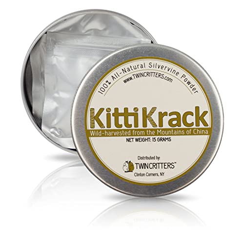 Twin Critters KittiKrack: Organic Silver Vine Catnip for Cats & Kittens 100%, All-Natural Silvervine Powder (15 Grams)| Wild Harvested with No Additives Or Preservatives