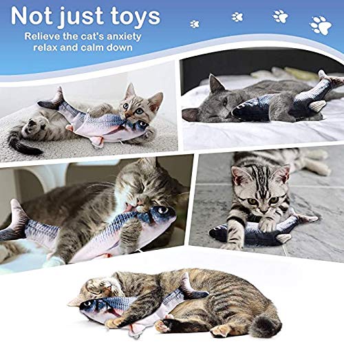 ODOLDI Electric Moving Cat Kicker Fish Toy, Realistic Flopping Fish, Wiggle Fish Catnip Toys, Motion Kitten Toy, Plush Interactive Cat Toys, Fun Toy for Cat Exercise ?A?