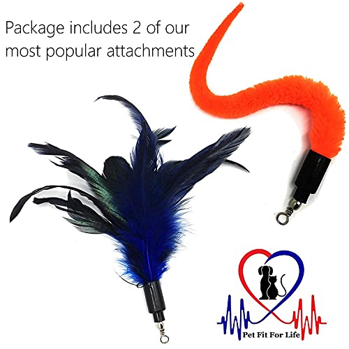 Pet Fit For Life Rechargeable Chaser Light Cat Feather Teaser Toy and Interactive Squiggly Worm Kitten Wand Combo W/Bird Chirping Call to Action