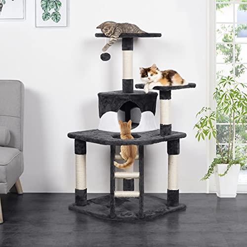 YAHEETECH 48in Cat Tree Tower with Spacious Condo, Cozy Platform and Replaceable Dangling Ball
