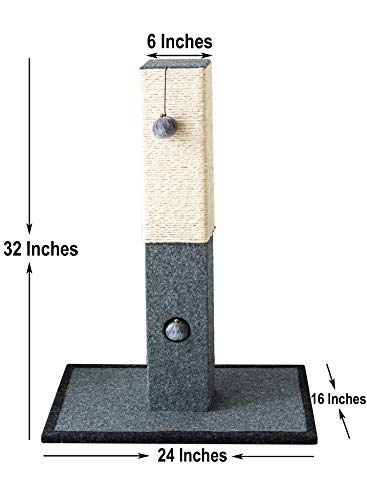 Catry, Cat Tree Cat Scratching Post with Natural Rope (32" Tall)