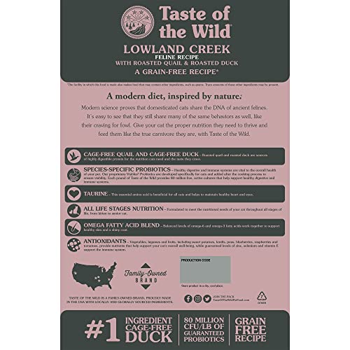 Taste of the Wild Grain Free High Protein Real Meat Recipe Lowland Creek Premium Dry Cat Food 5lb