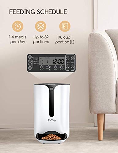 Faroro 7L Automatic Cat Feeder Dog and Cat Food Dispenser with Programmable Timer, Portion Control and Distribution Alarms for 4 Meals Per Day