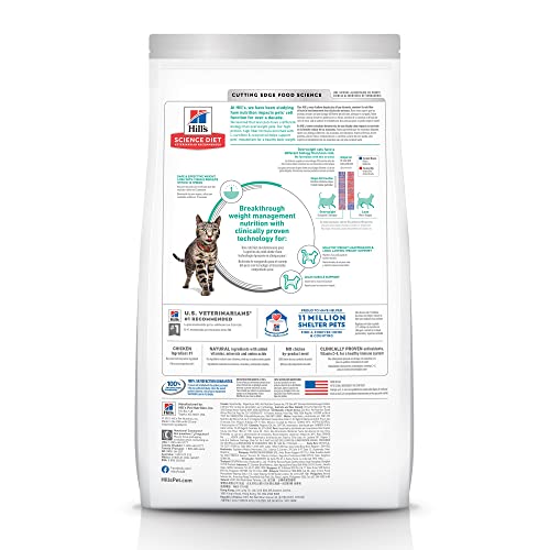 Hill's Science Diet Dry Cat Food, Adult, Perfect Weight for Healthy Weight & Weight Management, Chicken Recipe, 3 lb Bag