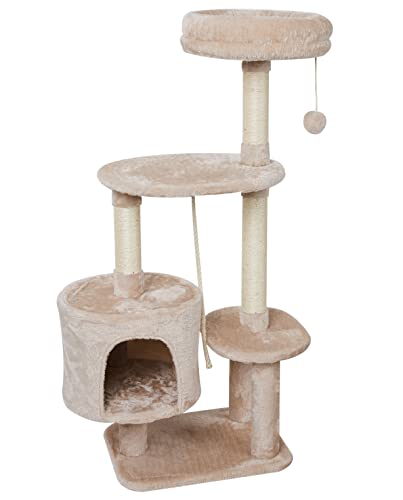 MIAO PAW 6BCat Tree Tower Condo Sisal Post Scratching Furniture Activity Center Play House Cat Bed Beige