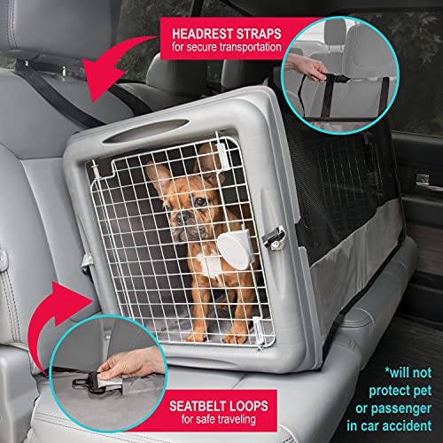 SportPet Designs Car Seat Pet Crate, Car Kennel, Pet Tube Kennel, Pop Open Crate, Gray (CM-10004-CS01)