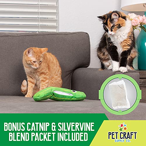 Pet Craft Supply Wiggle Pickle and Shimmy Shark Flipper Flopper Interactive Electric Realistic Flopping Wiggling Moving Fish Potent Catnip and Silvervine Cat Toy, Multi (8727)