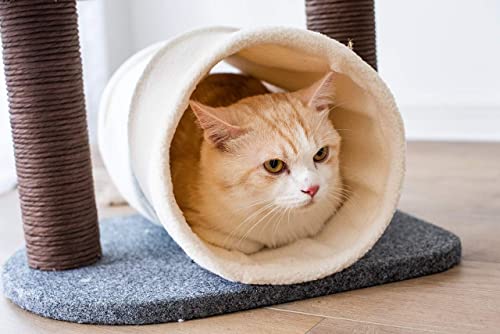 PetPals Cat Tree Cat Tower for Activity with Tunnel and Toy Ball, Gray, 17-inch L 13-inch W 29-in H