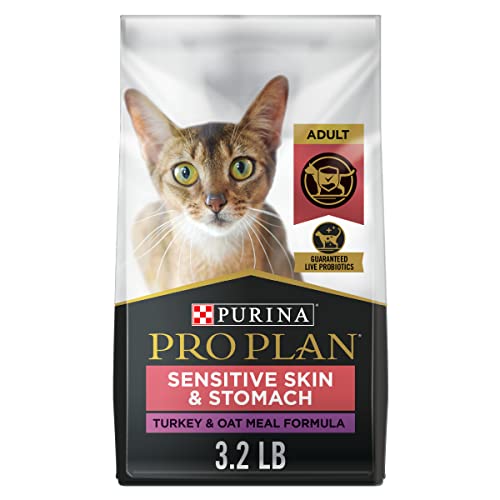 Purina Pro Plan Probiotics, Sensitive Skin & Stomach, Natural Dry Cat Food, FOCUS Turkey & Oat Meal - 3.2 lb. Bag