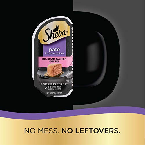 SHEBA PERFECT PORTIONS Soft Wet Cat Food Paté Multipack Delicate Salmon and Savory Chicken, (6) 2.6 oz. Easy Peel Twin-Pack Trays