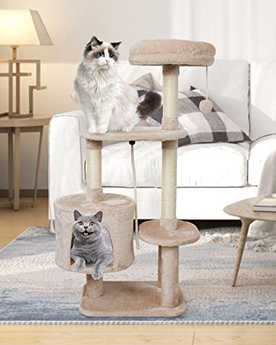 MIAO PAW 6BCat Tree Tower Condo Sisal Post Scratching Furniture Activity Center Play House Cat Bed Beige