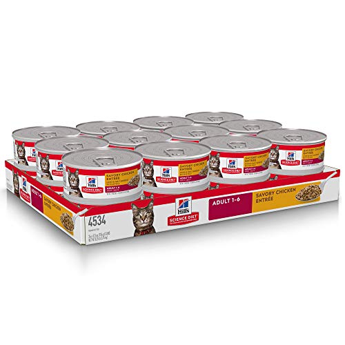 Hill's Science Diet Wet Cat Food, Adult, Minced Savory Chicken Recipe, 5oz Cans, 24 Pack