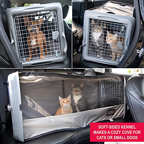 SportPet Designs Car Seat Pet Crate, Car Kennel, Pet Tube Kennel, Pop Open Crate, Gray (CM-10004-CS01)