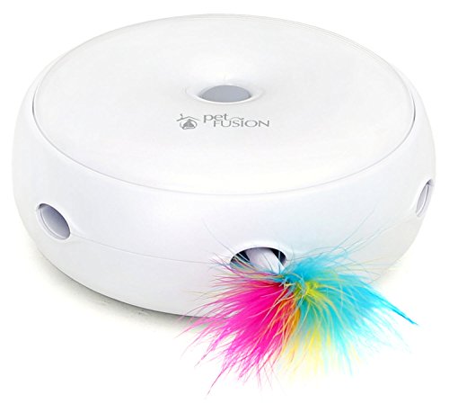 PetFusion Ambush Interactive Electronic Cat Toy with Rotating Feather. (Smart Modes, Nighttime Light, Auto Shut-Off, Batteries Included). Replacement Feathers Available. 12 Month Warranty