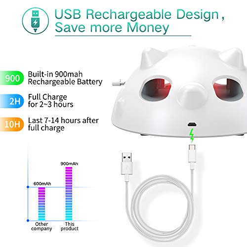 goopow Interactive Cat Toys, Automatic Irregular USB Charging Dog Kitten Pet Ambush Toys, Rotating Feather Ball Indoor Toy for Cat Kitten, Build-in LED Light, Automatic On/Off, Large Capacity Battery