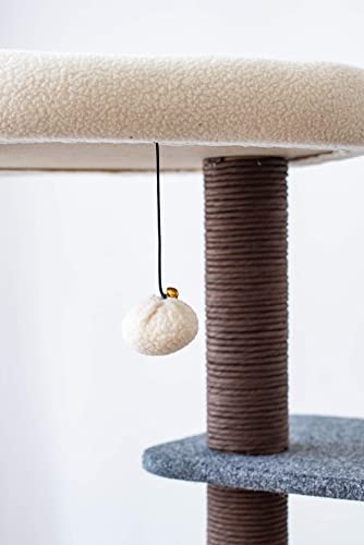 PetPals Cat Tree Cat Tower for Activity with Tunnel and Toy Ball, Gray, 17-inch L 13-inch W 29-in H