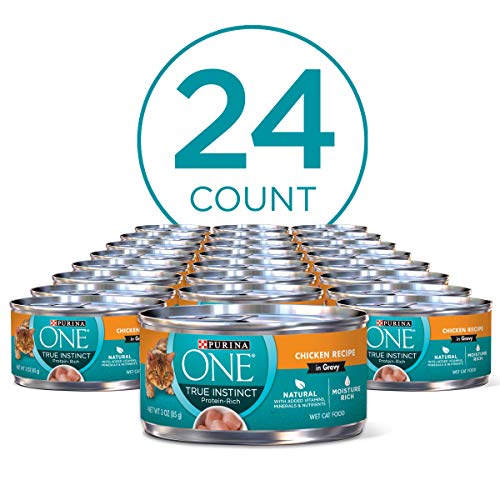 Purina ONE Natural, High Protein, Gravy Wet Cat Food, True Instinct Chicken Recipe - (24) 3 oz. Pull-Top Cans