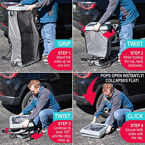 SportPet Designs Car Seat Pet Crate, Car Kennel, Pet Tube Kennel, Pop Open Crate, Gray (CM-10004-CS01)