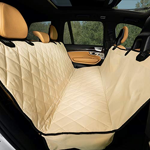 Plush Paws Products Hammock Car Seat Cover with Pet Harnesses, Extra Large (Tan)