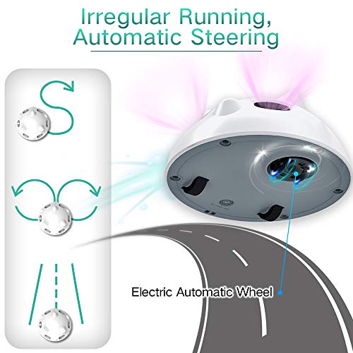 goopow Interactive Cat Toys, Automatic Irregular USB Charging Dog Kitten Pet Ambush Toys, Rotating Feather Ball Indoor Toy for Cat Kitten, Build-in LED Light, Automatic On/Off, Large Capacity Battery