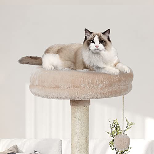 MIAO PAW 6BCat Tree Tower Condo Sisal Post Scratching Furniture Activity Center Play House Cat Bed Beige