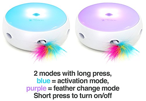 PetFusion Ambush Interactive Electronic Cat Toy with Rotating Feather. (Smart Modes, Nighttime Light, Auto Shut-Off, Batteries Included). Replacement Feathers Available. 12 Month Warranty