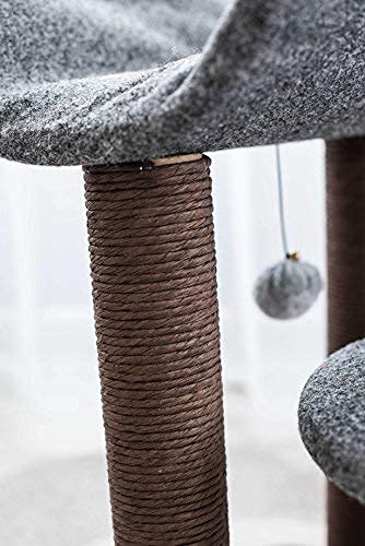 PetPals Cat Tree Cat Tower for Cat Activity with Scratching Postsand Toy Ball,Gray (Perch)