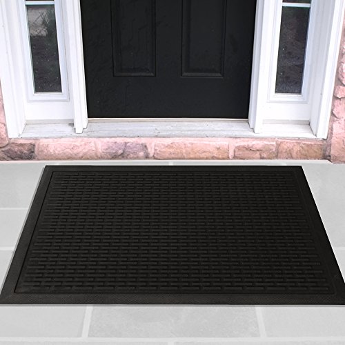 Ottomanson Rubber Collection Doormat, 24"X36", Charcoal