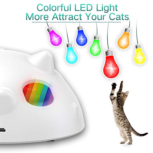 goopow Interactive Cat Toys, Automatic Irregular USB Charging Dog Kitten Pet Ambush Toys, Rotating Feather Ball Indoor Toy for Cat Kitten, Build-in LED Light, Automatic On/Off, Large Capacity Battery
