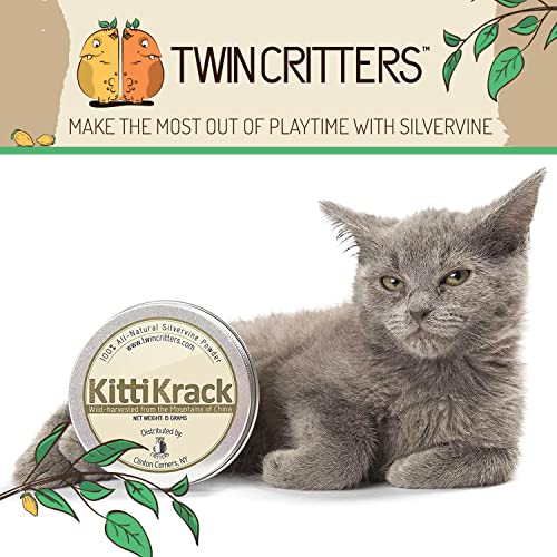 Twin Critters KittiKrack: Organic Silver Vine Catnip for Cats & Kittens 100%, All-Natural Silvervine Powder (15 Grams)| Wild Harvested with No Additives Or Preservatives