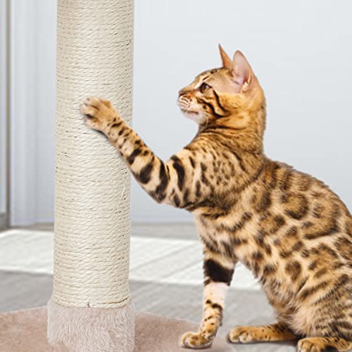 MIAO PAW 6BCat Tree Tower Condo Sisal Post Scratching Furniture Activity Center Play House Cat Bed Beige
