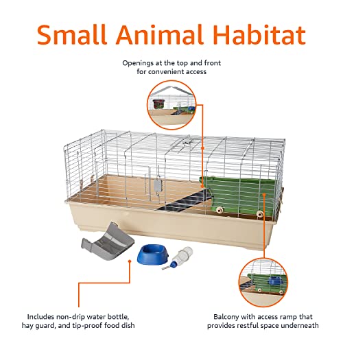AmazonBasics Small Animal Cage Habitat With Accessories - 49 x 27 x 21 Inches, Jumbo