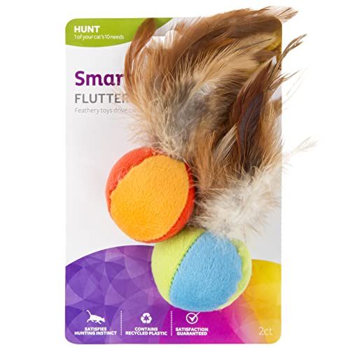 SmartyKat Flutter Ball Cat Toy Feather Ball 2 Pack