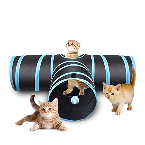 Creaker 3 Way Cat Tunnel, Collapsible Pet Toy Tunnel Ball Cat, Puppy, Kitty, Kitten, Rabbit