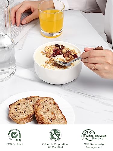DOWAN 22 Ounce Cereal Bowls, White Bowls Set for Soup, Desserts, Ice Creams, 6 Packs, White