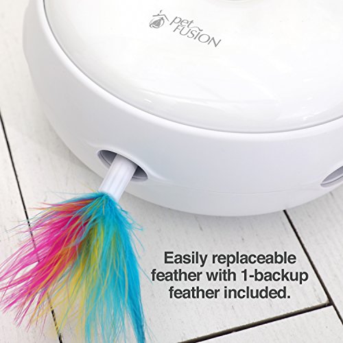 PetFusion Ambush Interactive Electronic Cat Toy with Rotating Feather. (Smart Modes, Nighttime Light, Auto Shut-Off, Batteries Included). Replacement Feathers Available. 12 Month Warranty
