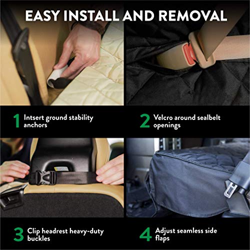 Plush Paws Products Hammock Car Seat Cover with Pet Harnesses, Extra Large (Tan)