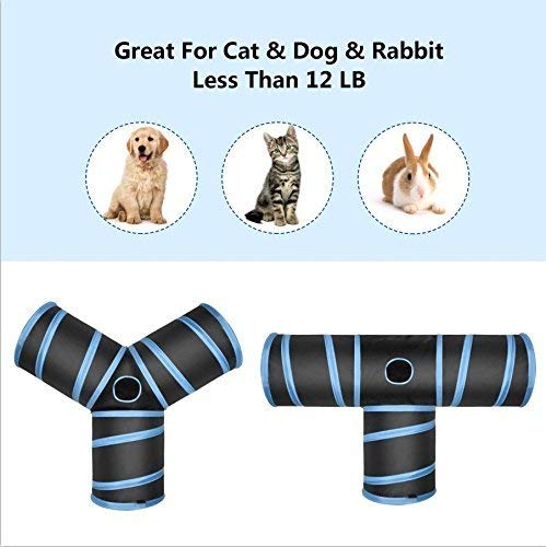 Creaker 3 Way Cat Tunnel, Collapsible Pet Toy Tunnel Ball Cat, Puppy, Kitty, Kitten, Rabbit