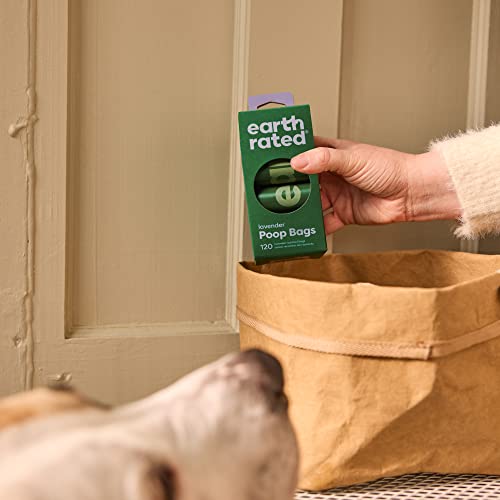 Earth Rated Dog Poop Bags, 120 Extra Thick and Strong Poop Bags for Dogs, Guaranteed Leak-proof, Lavender-scented, 8 Rolls, 15 Doggy Bags Per Roll, Each Dog Poop Bag Measures 9 x 13 Inches