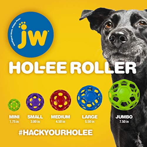 JW Hol-ee Roller Original Treat Dispensing Dog Ball - Hard Natural Rubber - Assorted Colors, Small
