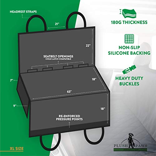 Plush Paws Products Hammock Car Seat Cover with Pet Harnesses, Extra Large (Tan)