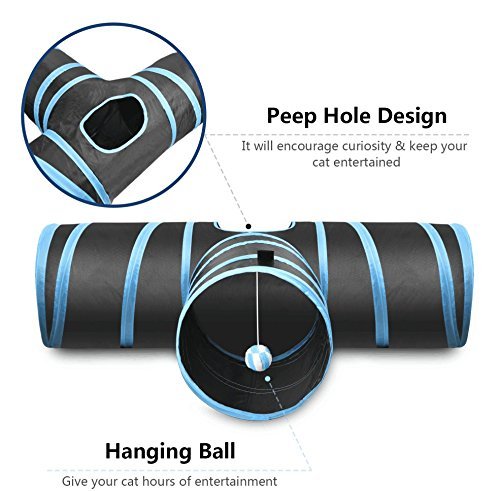 Creaker 3 Way Cat Tunnel, Collapsible Pet Toy Tunnel Ball Cat, Puppy, Kitty, Kitten, Rabbit