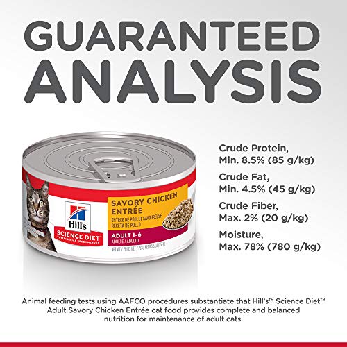 Hill's Science Diet Wet Cat Food, Adult, Minced Savory Chicken Recipe, 5oz Cans, 24 Pack