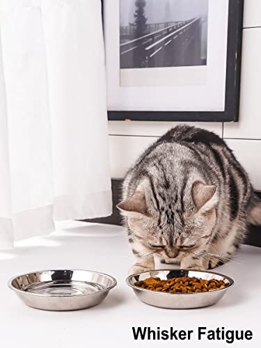 VENTION Global Wansheng Cat Food Dish, Whisker Relief Cat Bowls, Stainless Steel Pet Bowls, Shallow Cat Dish, 37 Ozs Dog Food Bowls, Outer Dia. 8 9/10 Inches, Set of Two