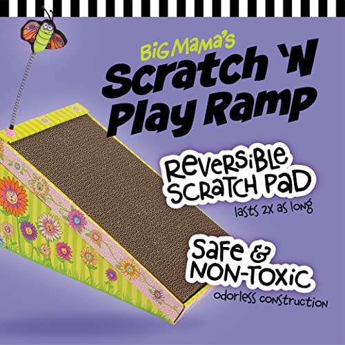 FATCAT Big Mama's Scratch 'n Play Ramp Reversible Cardboard Toy and Catnip Included
