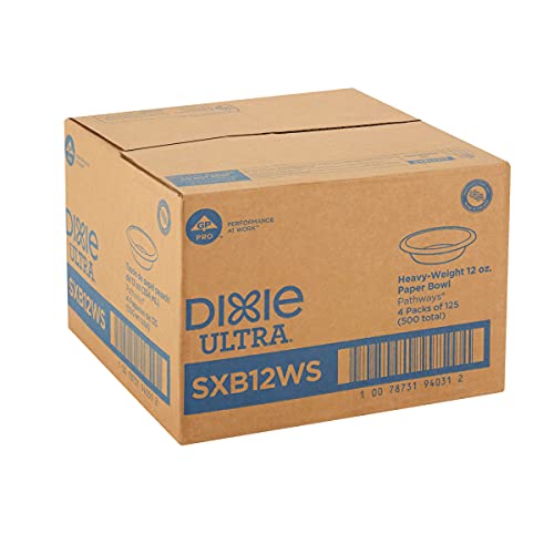 Dixie Ultra Heavy-Weight 12 oz. Paper Bowl by GP PRO (Georgia-Pacific), Pathways, SXB12WS, (125 Bowls Per Pack, 4 Packs Per Case)