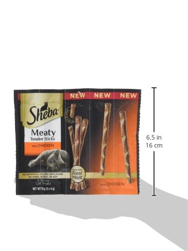 SHEBA Meaty Tender Sticks Soft Cat Treats Chicken Flavor, (5 Treats) 0.14 oz. Sticks (Pack of 10)