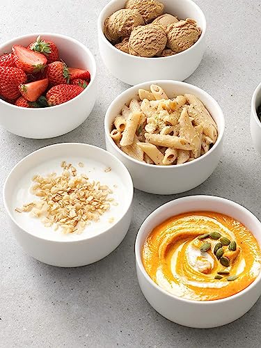 DOWAN 22 Ounce Cereal Bowls, White Bowls Set for Soup, Desserts, Ice Creams, 6 Packs, White